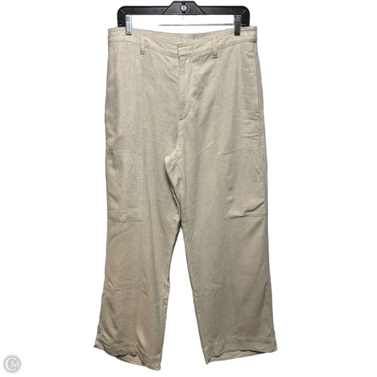 High Rise Straight Linen Pants By Banana Republic In Cream, Size: M