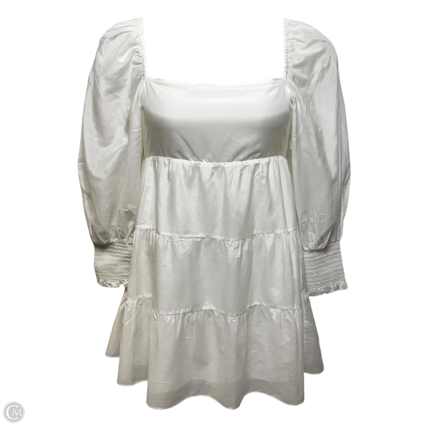 Rowen Tie Back Silk & Cotton Dress Designer By Alice + Olivia In White, Size: L