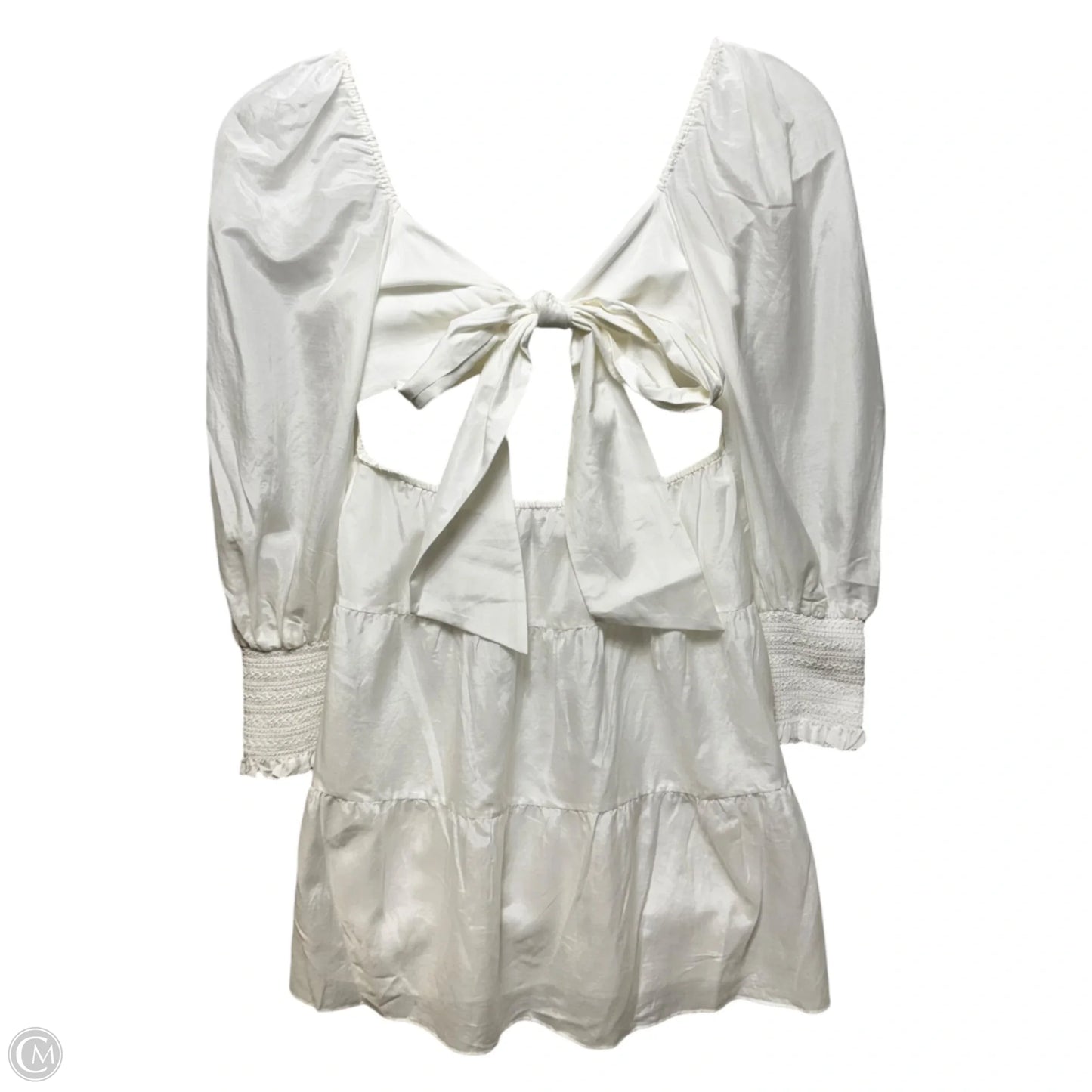 Rowen Tie Back Silk & Cotton Dress Designer By Alice + Olivia In White, Size: L