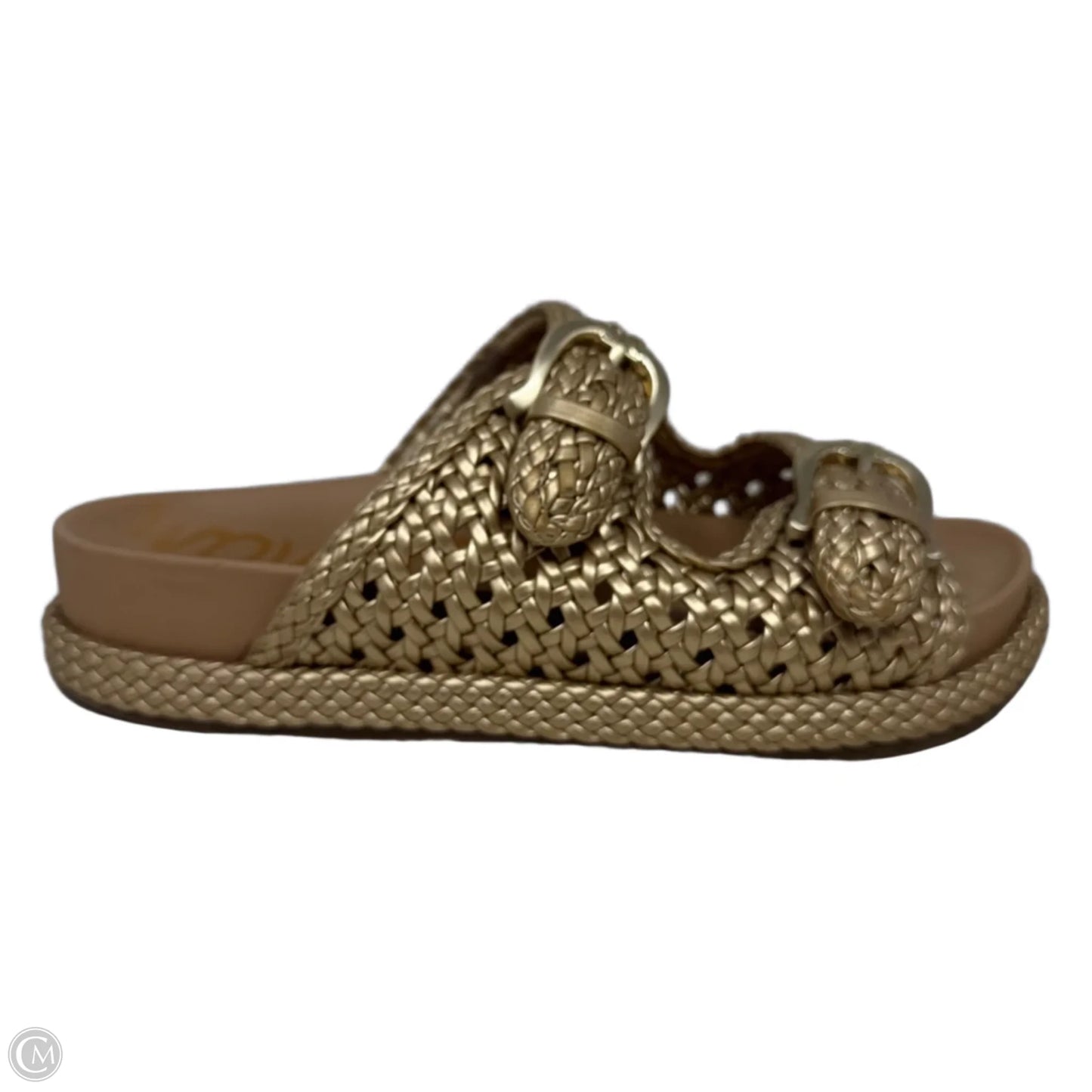 Woven Buckle Slides Sandals Flats By Sam Edelman In Gold, Size: 8.5