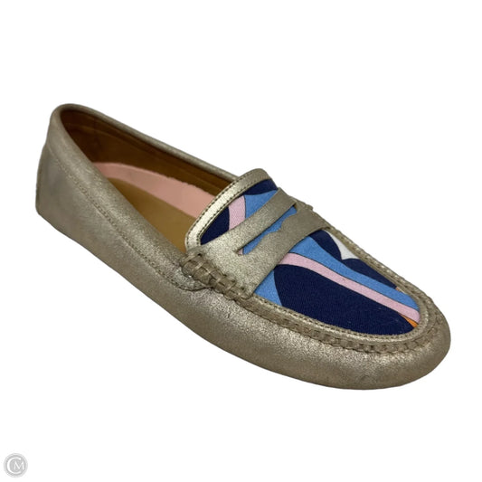 Metallic Loafer Shoes Flats By Peter Millar In Multi-colored, Size: 7