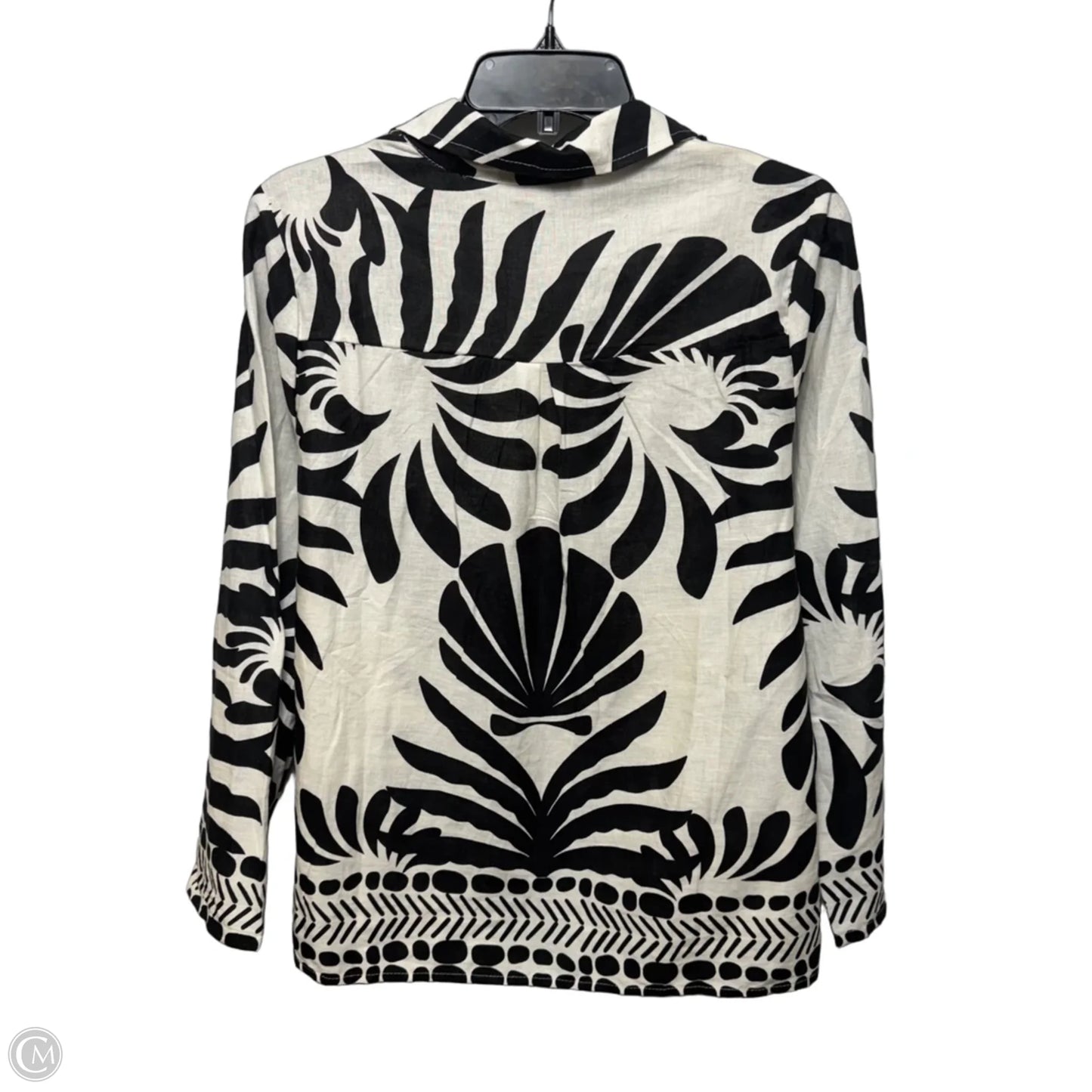 Top Long Sleeve By Rachel Zoe In Black & Cream, Size: M