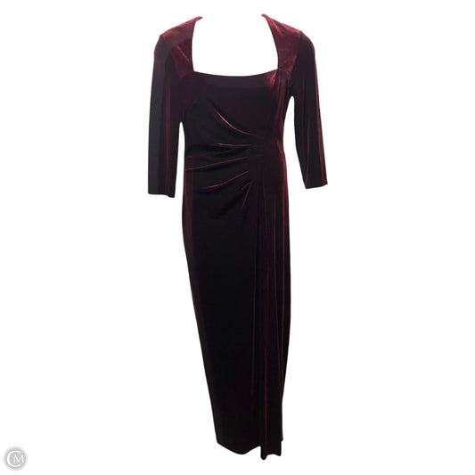 Velvet Ruched Dress Designer By Xscape In Red, Size: 12