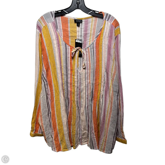Top Long Sleeve By Ana In Striped Pattern, Size: 3x