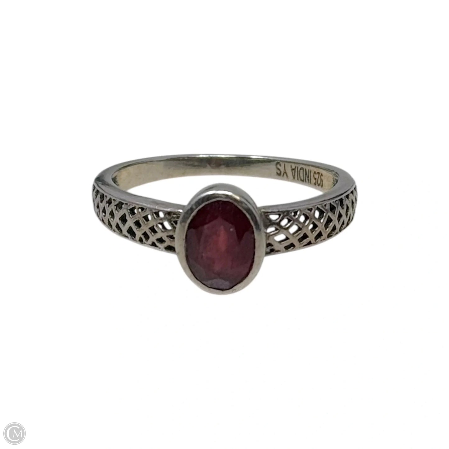 Red Stone Ring Sterling Silver, Size: 10