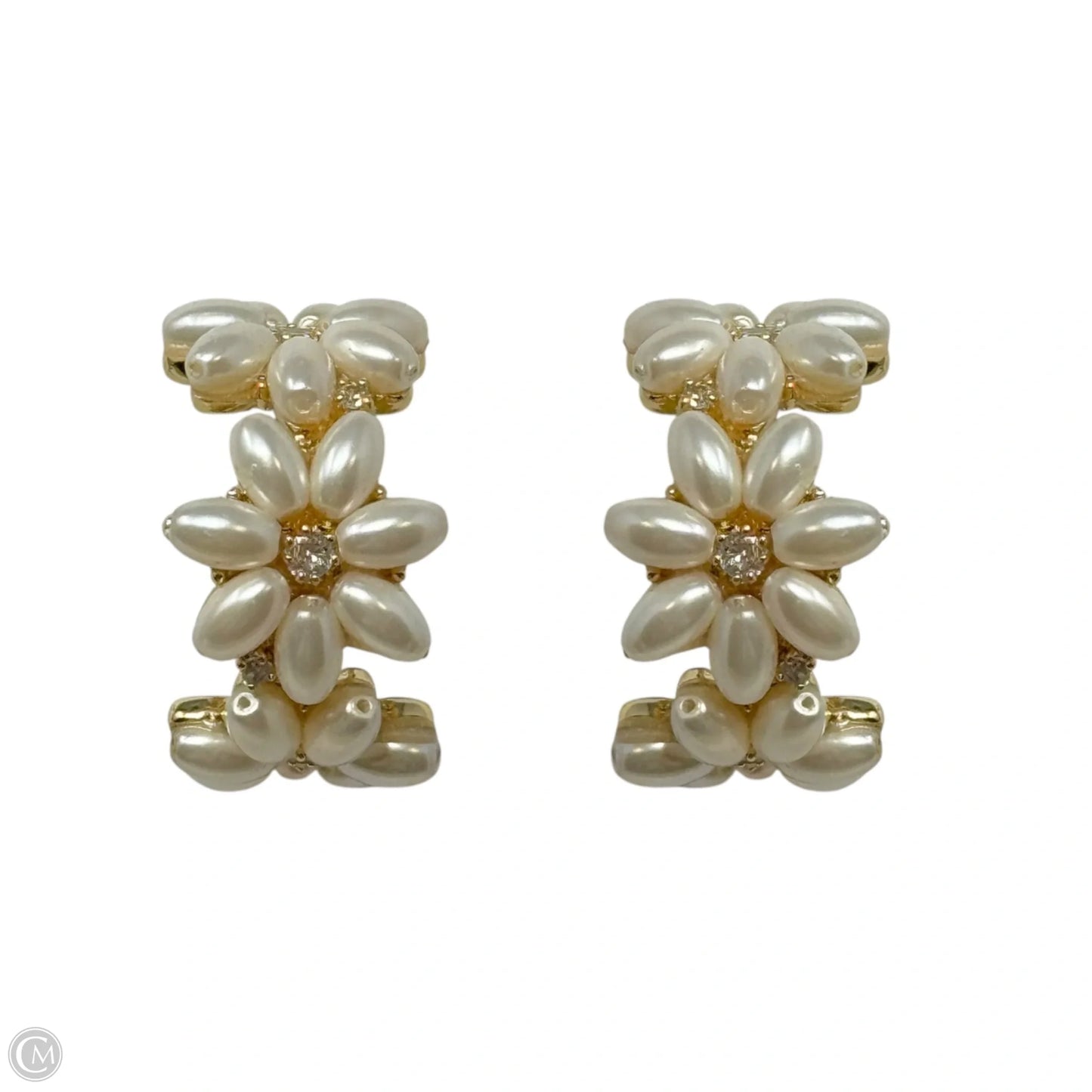 Floral Faux Pearl Hoop Earrings