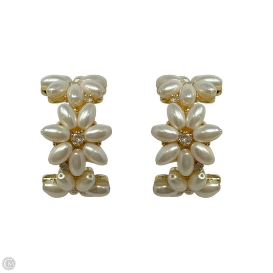 Floral Faux Pearl Hoop Earrings