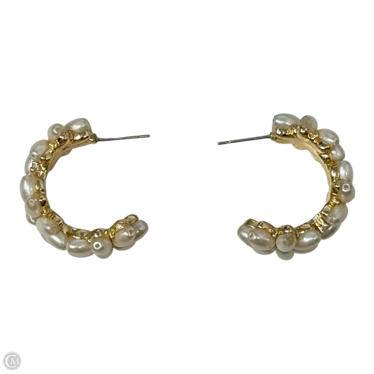 Floral Faux Pearl Hoop Earrings