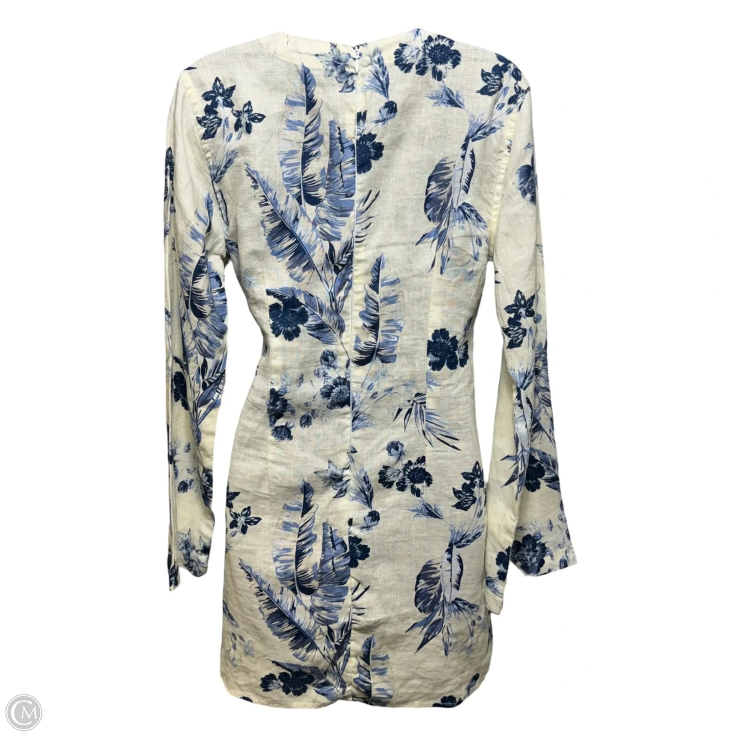 Linen Wrap Dress Casual Short By Saks Fifth Avenue In Floral Print, Size: S
