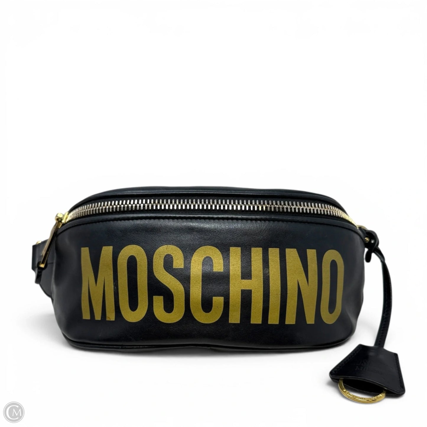 Logo Leather Belt Bag Luxury Designer By Moschino, Size: Medium