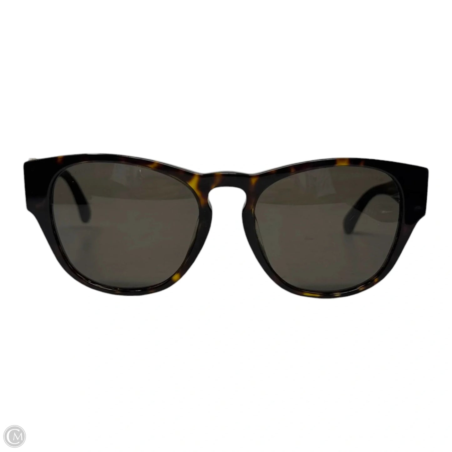 AS IS CC Tortoise Shell & Leather Sunglasses Luxury Designer By Chanel