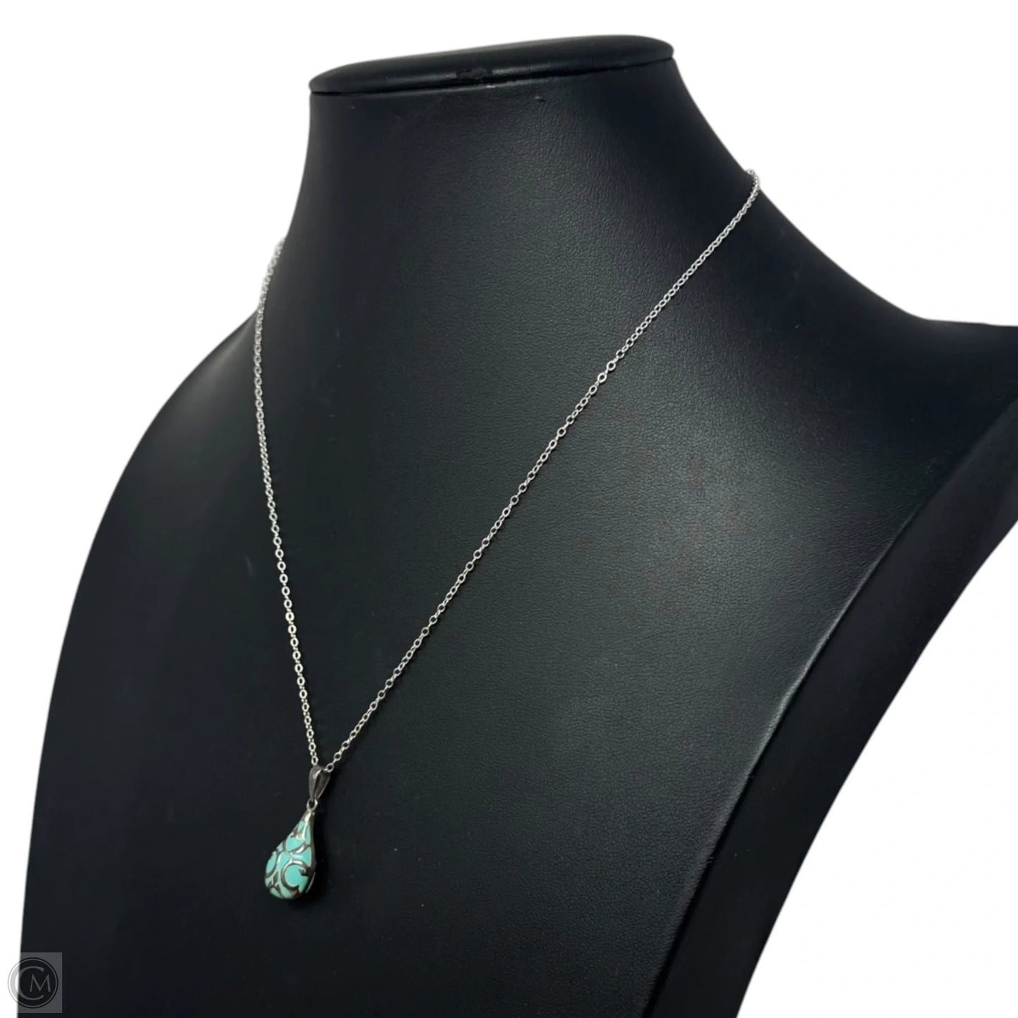 Cloisonné Drop Pendant Necklace Sterling Silver