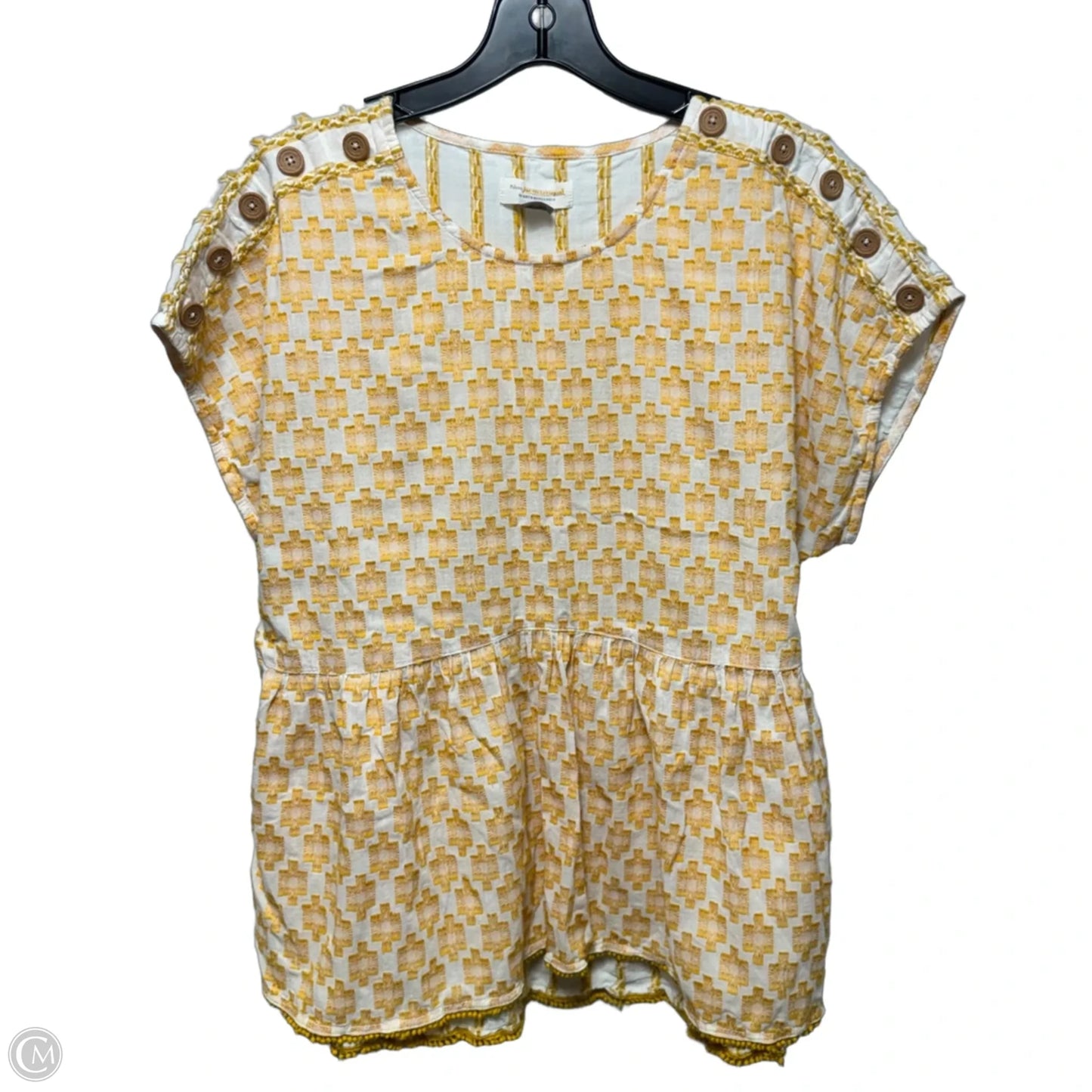 Top Sleeveless By Pilcro In White & Yellow, Size: M