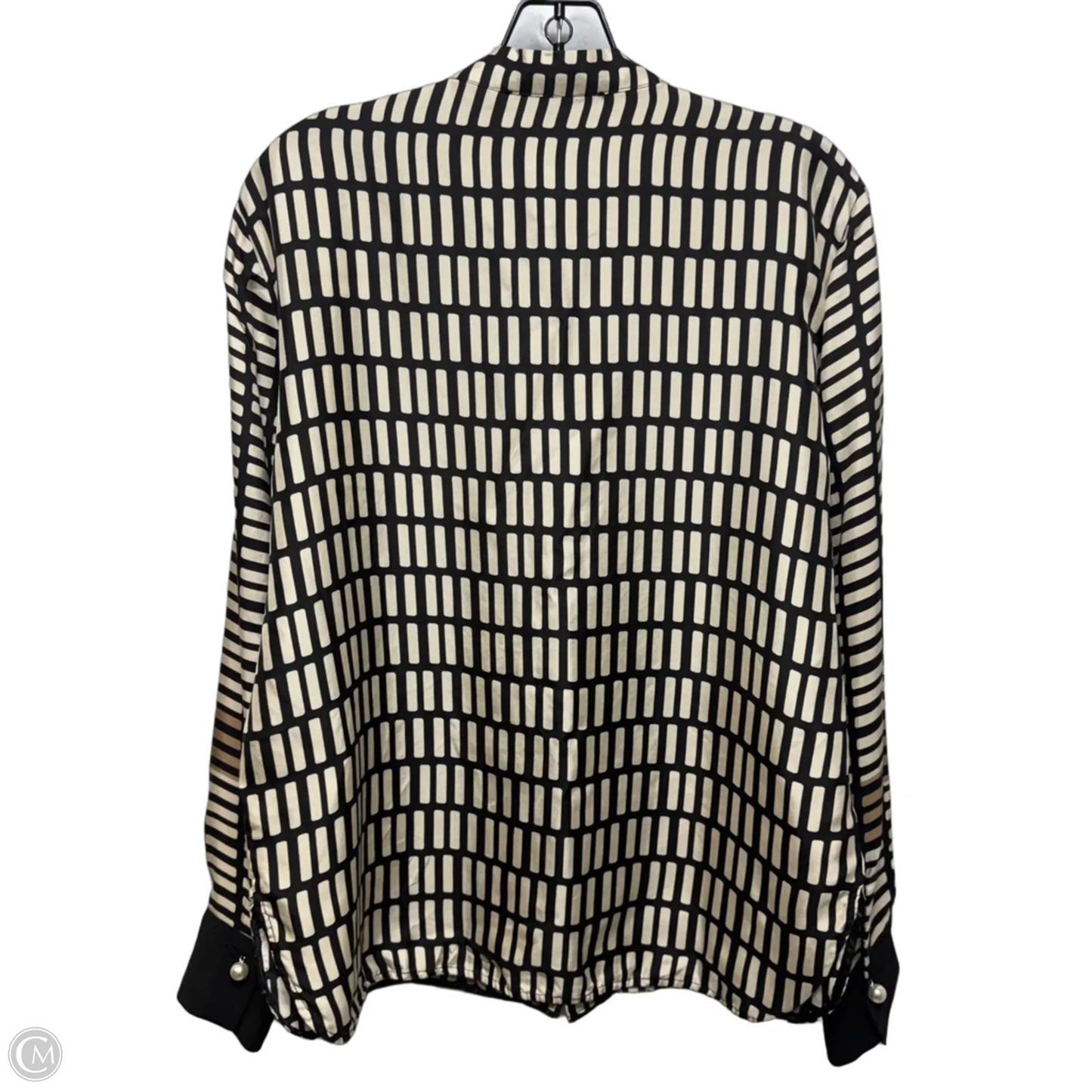 Silk Top Long Sleeve By Seventy In Geometric Pattern, Size: 14 (46)