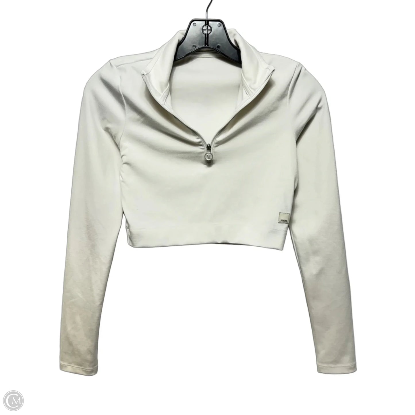 Half Zip Cropped Athletic Top Long Sleeve Collar By Vuori In White, Size: Xs