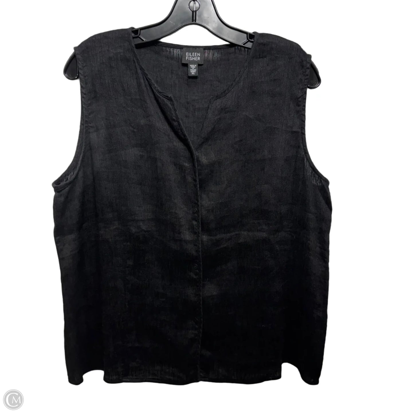 Linen Blend Top Sleeveless By Eileen Fisher In Black, Size: Xl