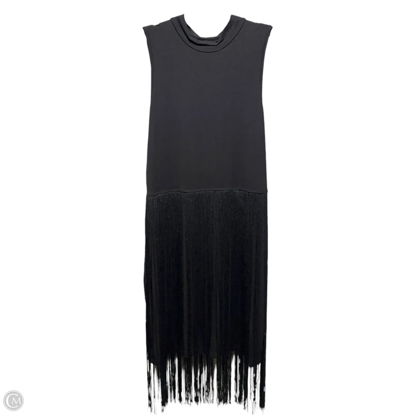 Fringe Trim Mock Neck Sleeveless  Dress Casual Midi By Clothes Mentor In Black, Size: Xl