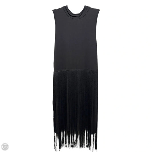 Fringe Trim Mock Neck Sleeveless  Dress Casual Midi By Clothes Mentor In Black, Size: Xl