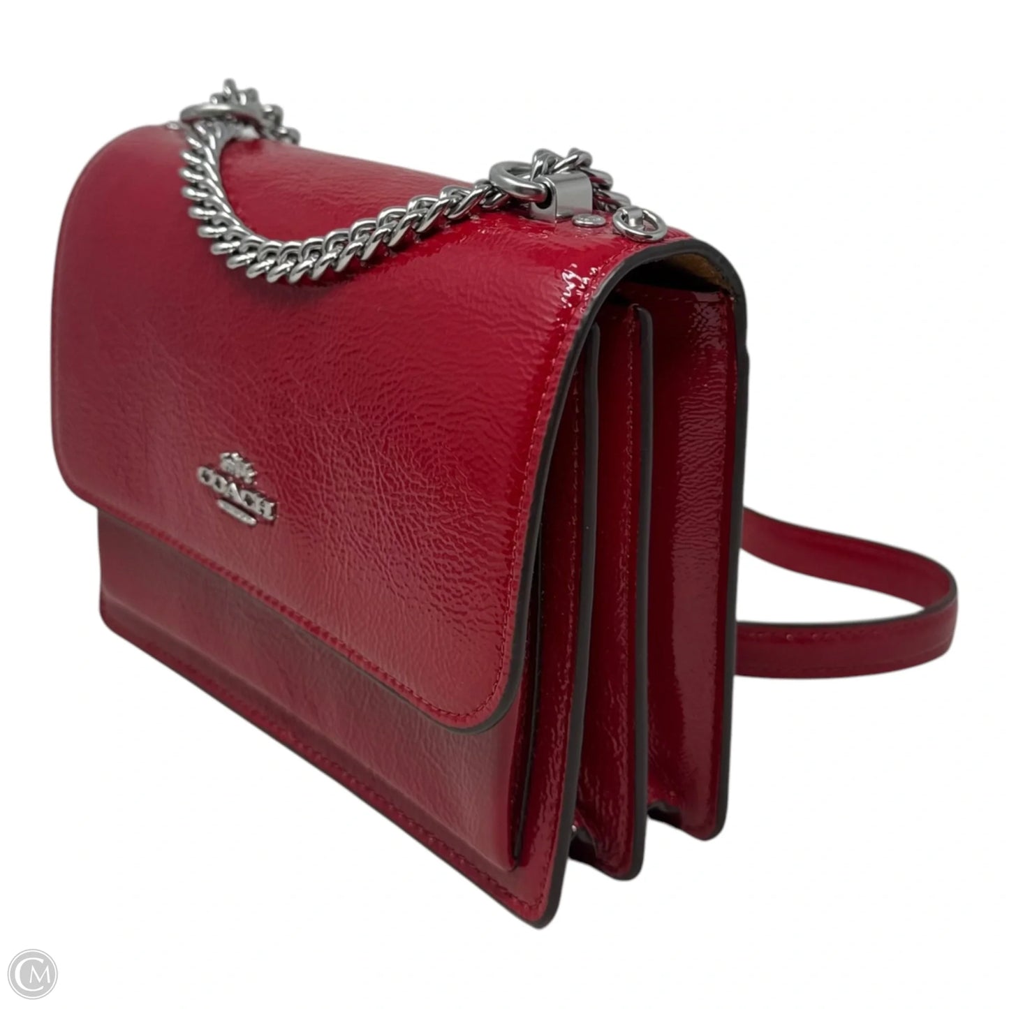 Klare Mini Patent Handbag Designer By Coach, Size: Small
