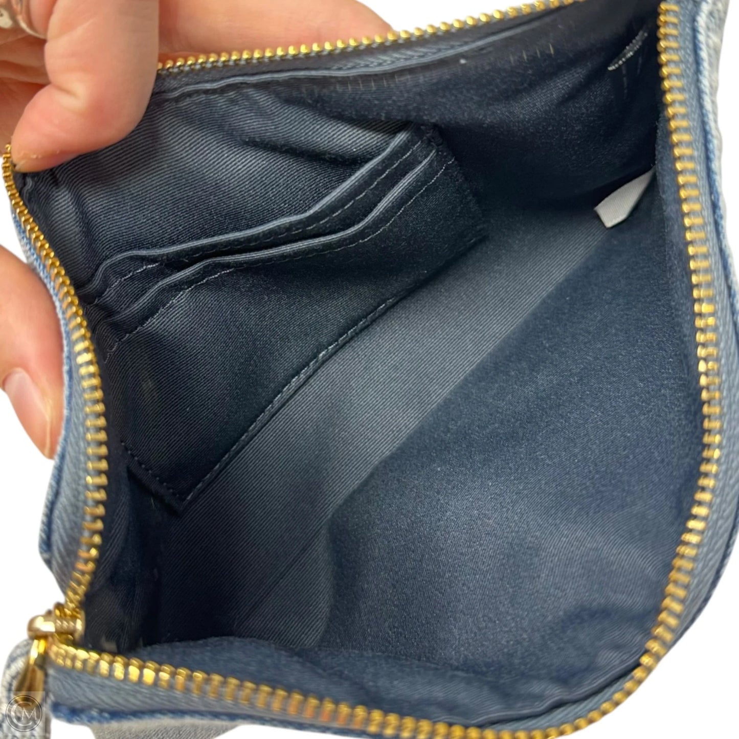 Denim Corner Zip Wristlet Designer By Coach, Size: Medium