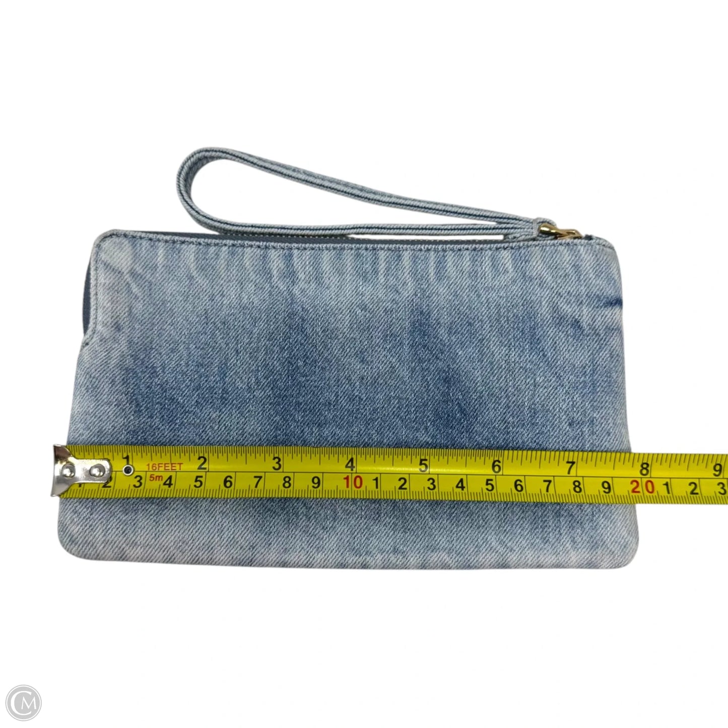Denim Corner Zip Wristlet Designer By Coach, Size: Medium