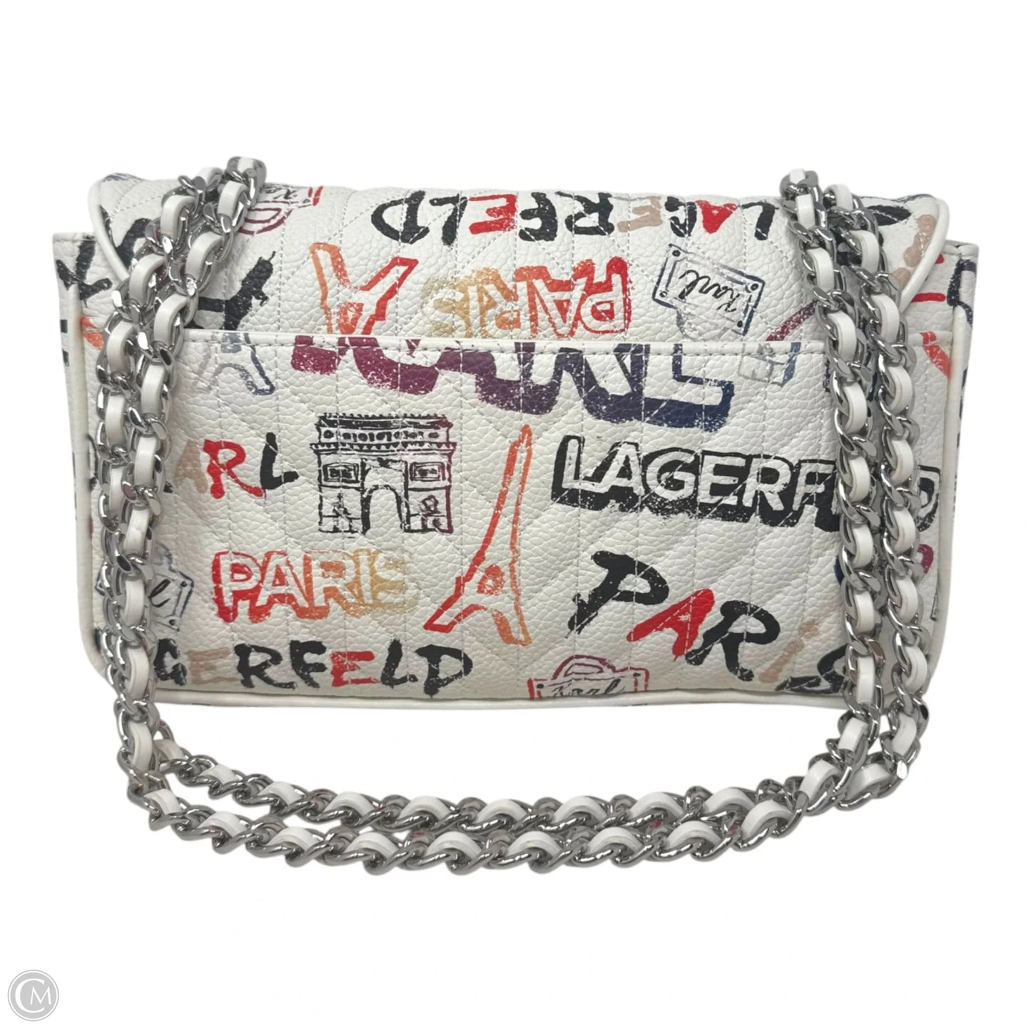 Simone Graffiti Flap Crossbody Designer By Karl Lagerfeld, Size: Medium