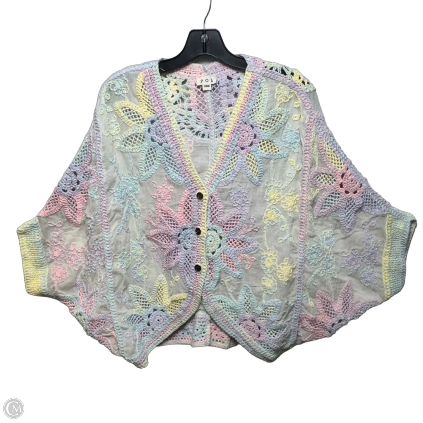 Cardigan By Pol In Pastel Rainbow Print, Size: Osfm