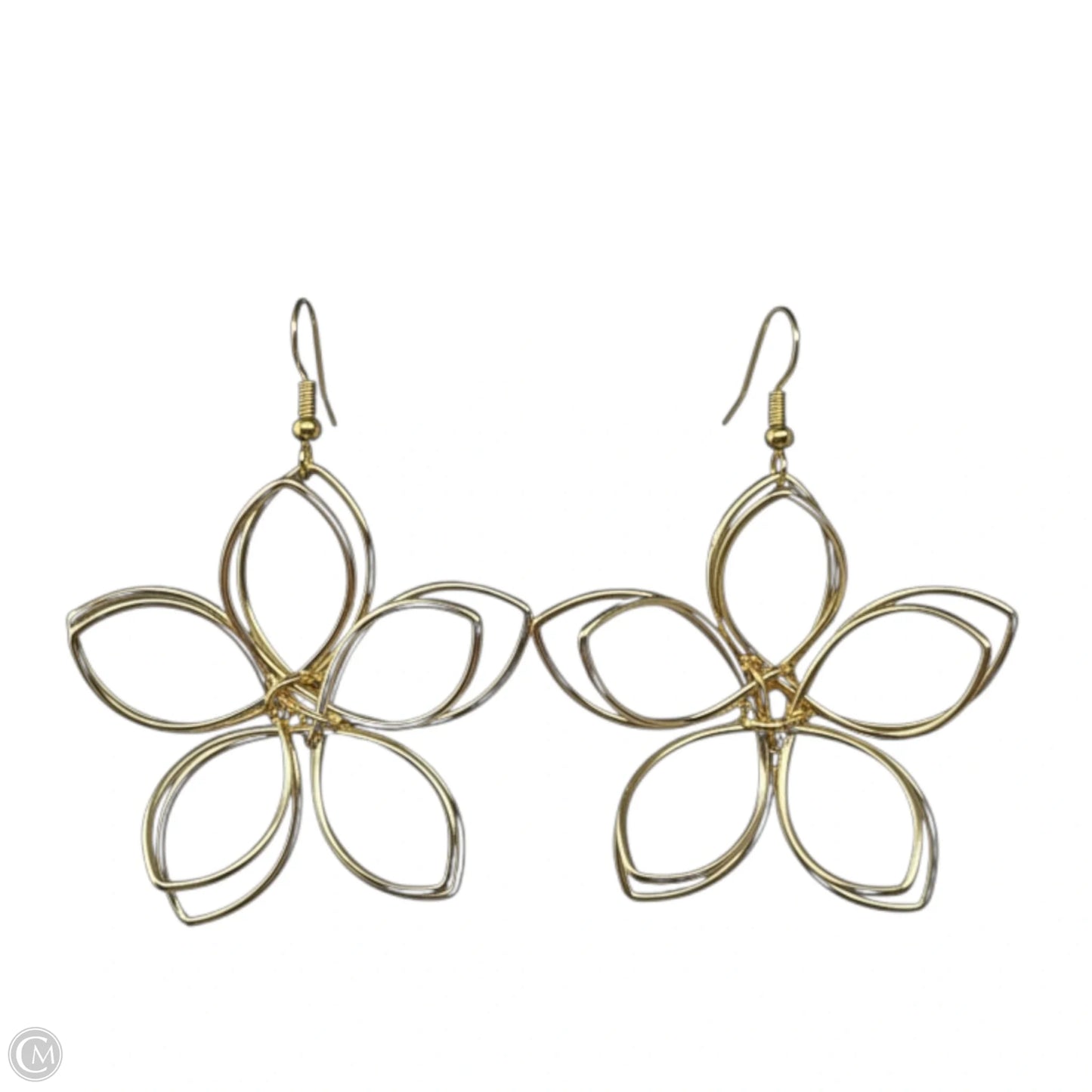 Gold Tone Wire Flower Earrings
