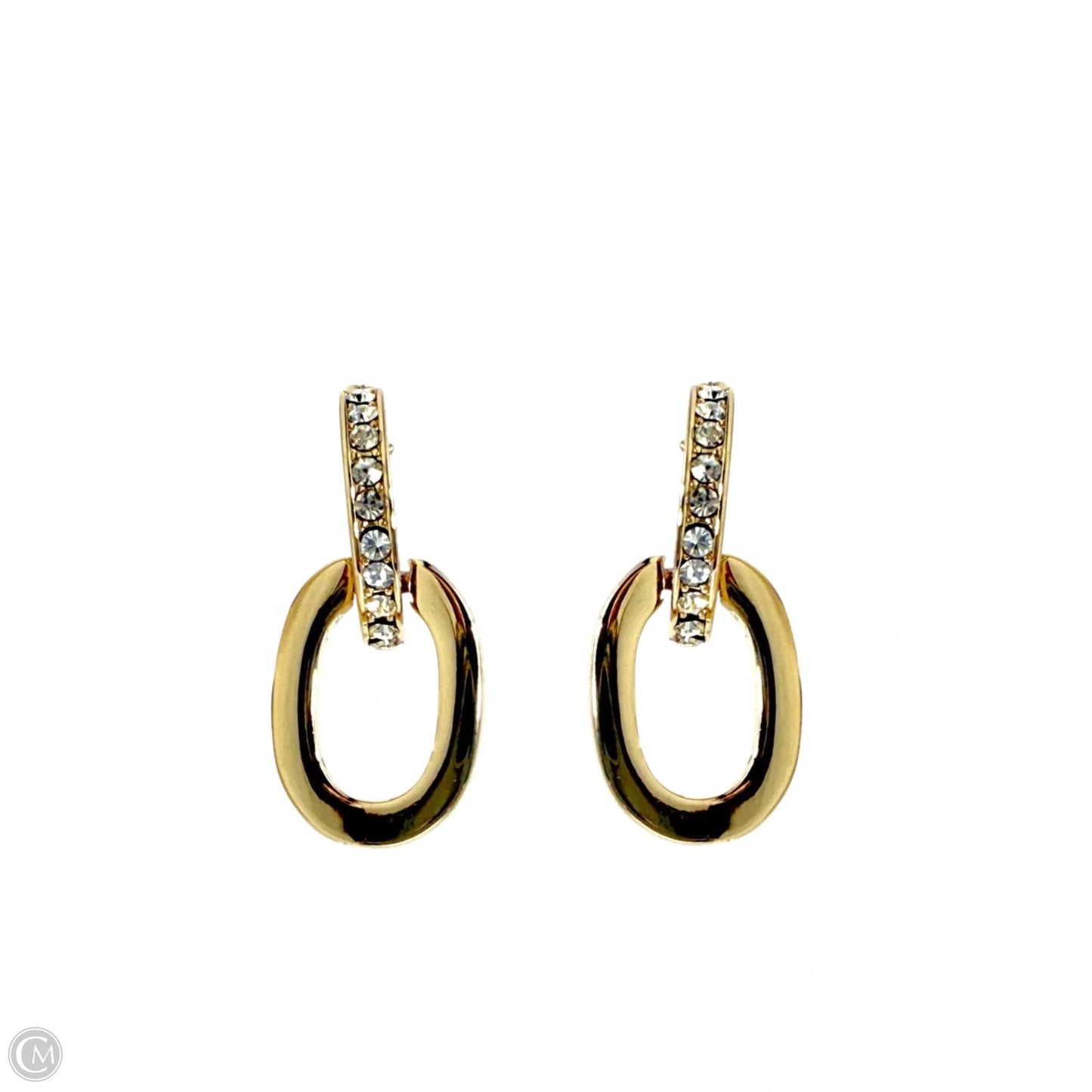 Gold Tone & Pavé Double Drop Hoop Earrings
