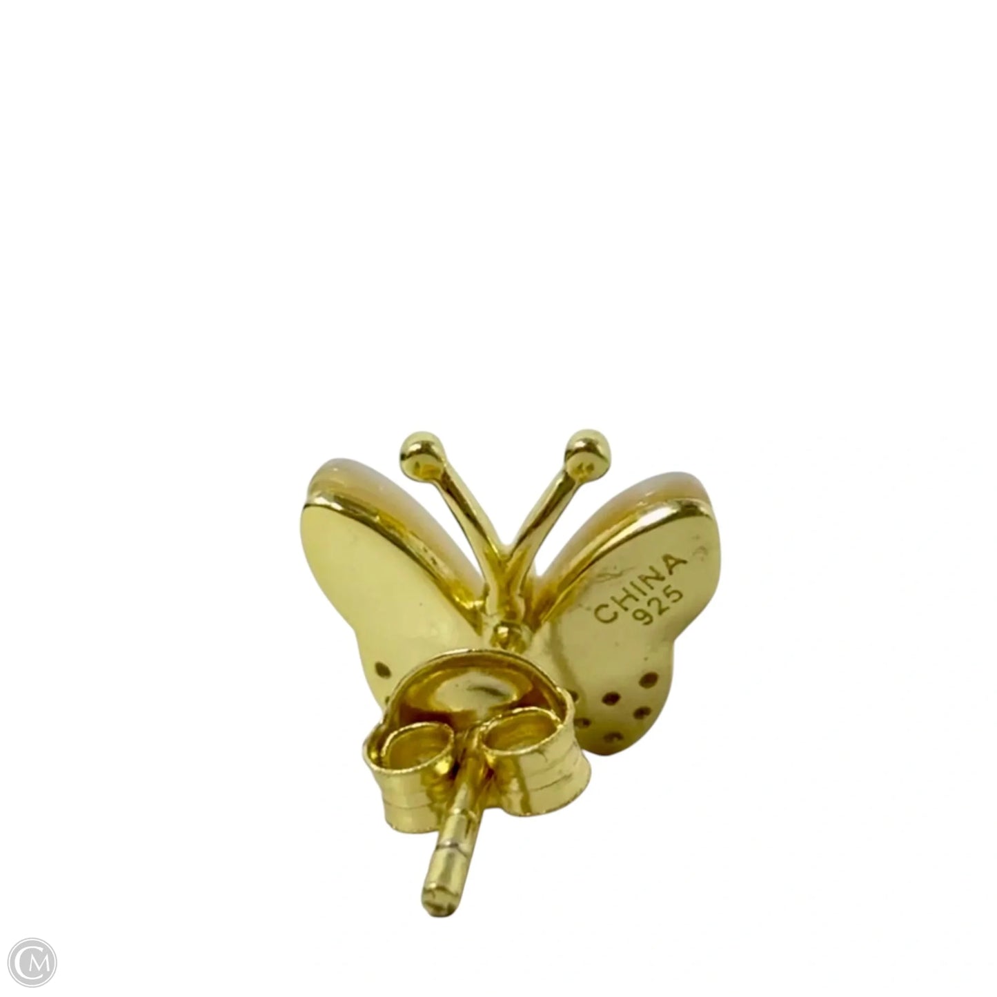 Gold Over Sterling Silver, Mother Of Pearl & Pavé Butterly Stud Earrings Other By Cmc