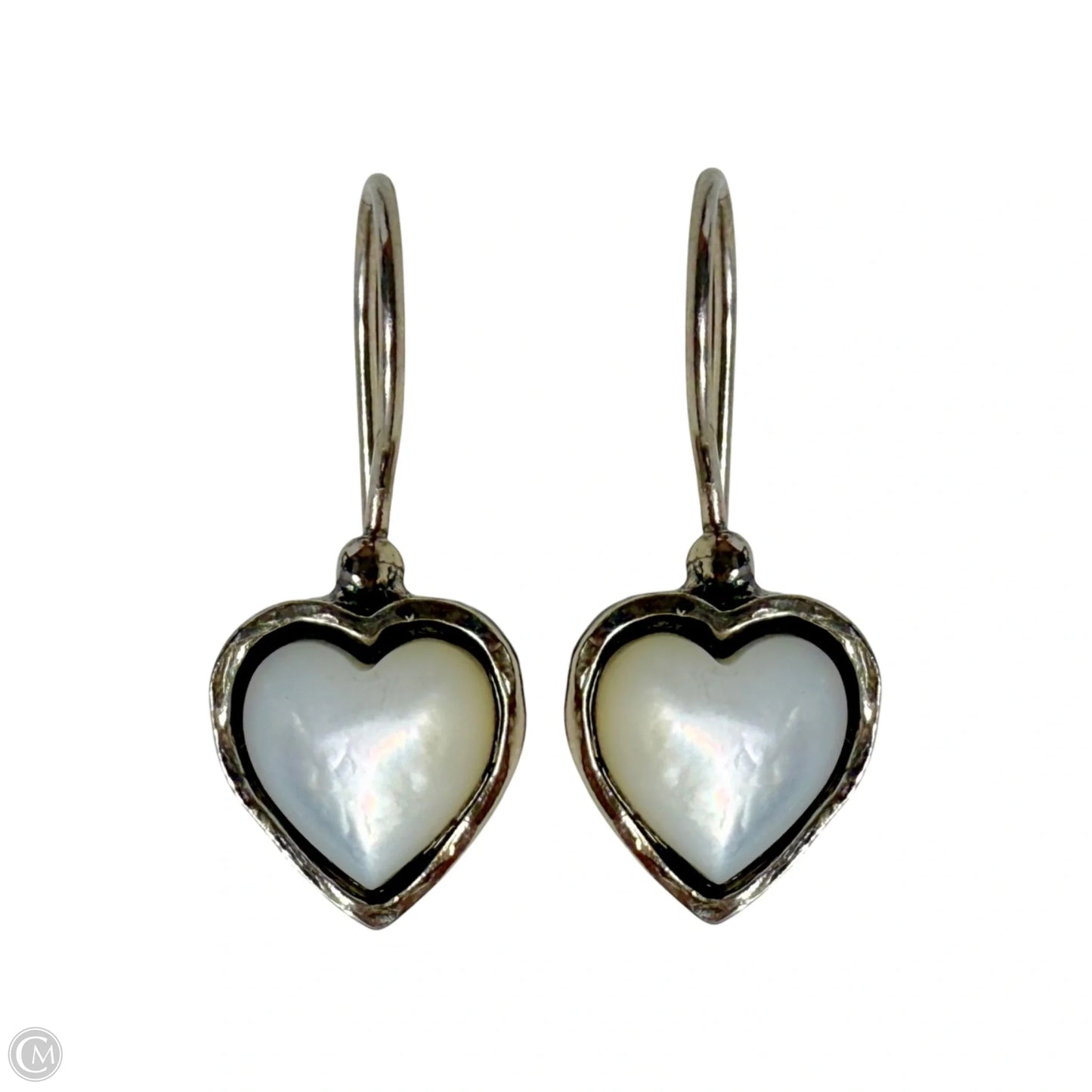 Silver & White Heart Drop Earrings Made In Israel
