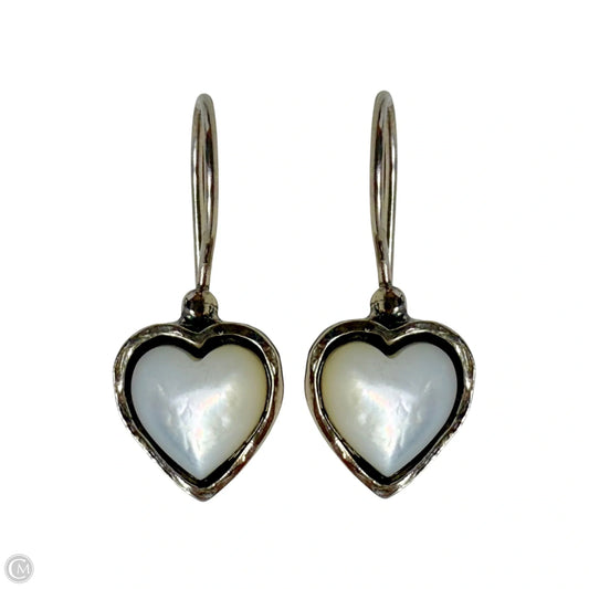 Silver & White Heart Drop Earrings Made In Israel