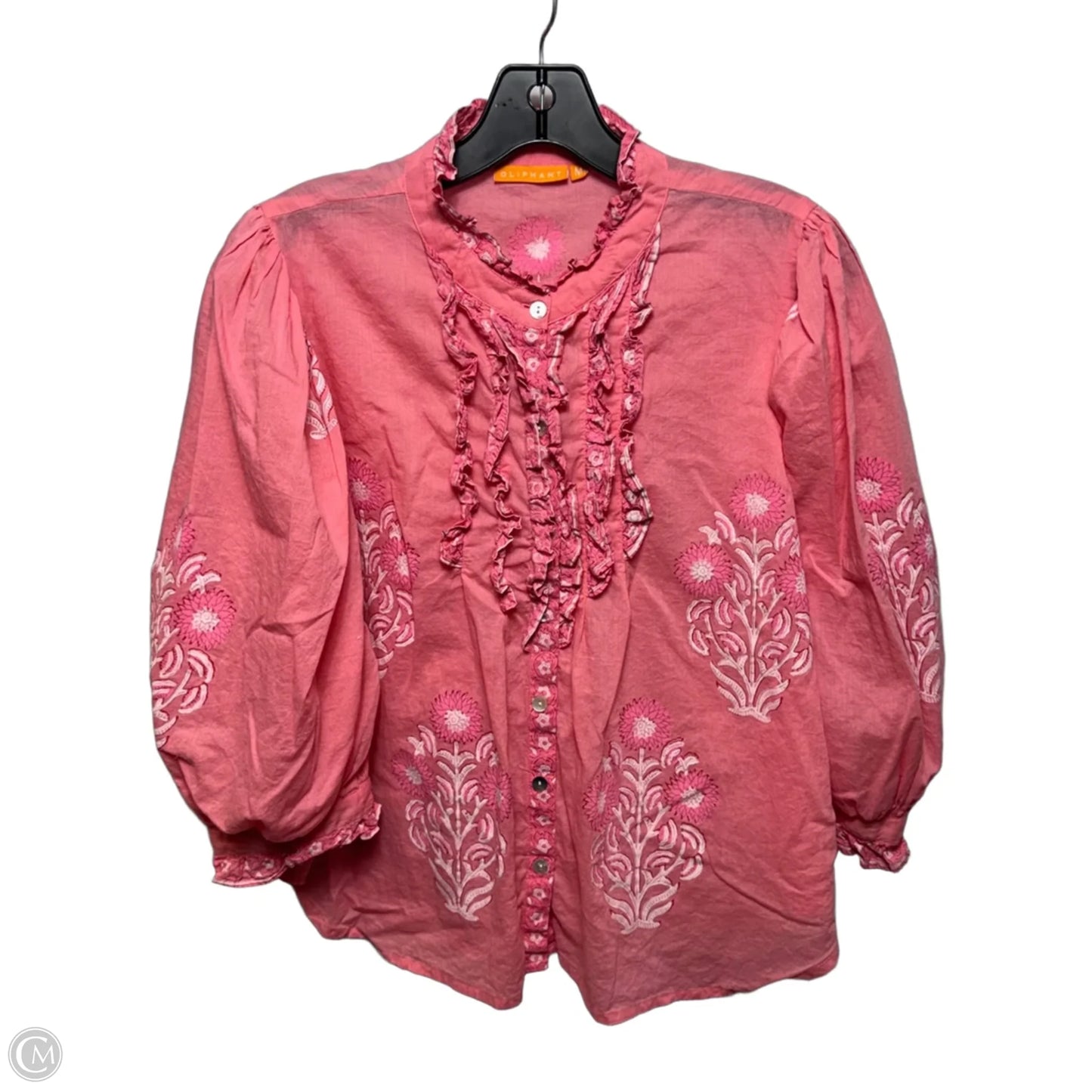 Top 3/4 Sleeve By oliphant In Pink, Size: M