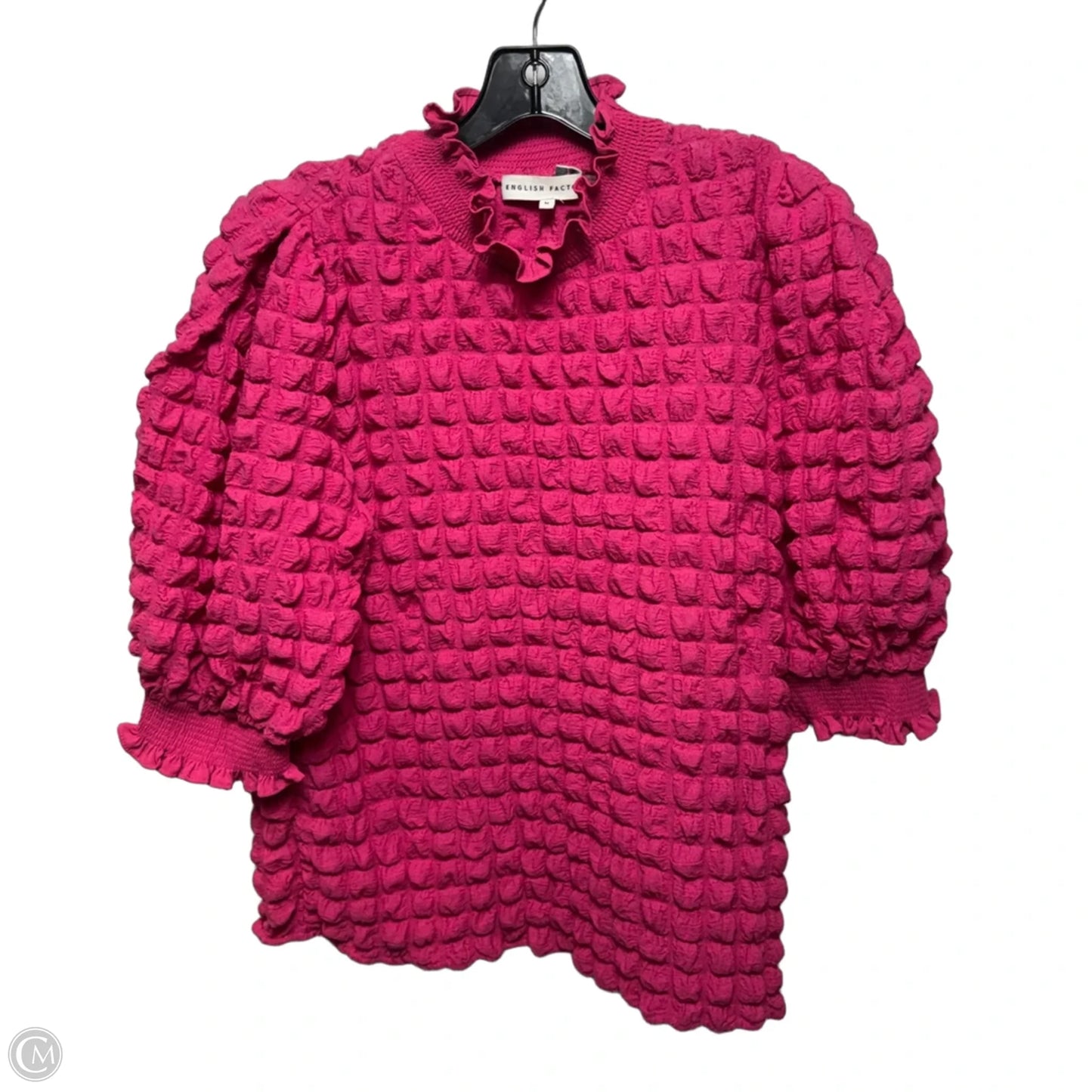 Textured Mock Neck Top By English Factory In Pink, Size: M