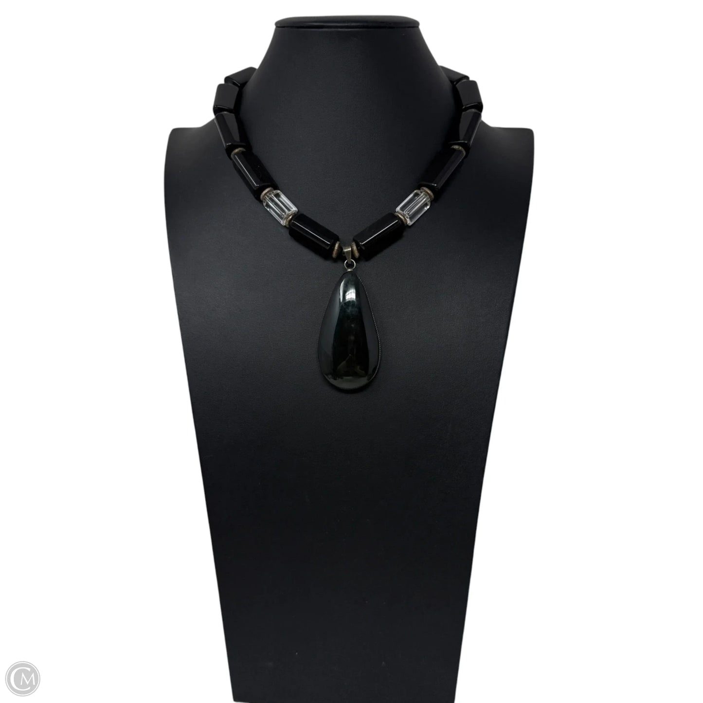 Mexican Black & Clear Stone Beaded Statement Necklace