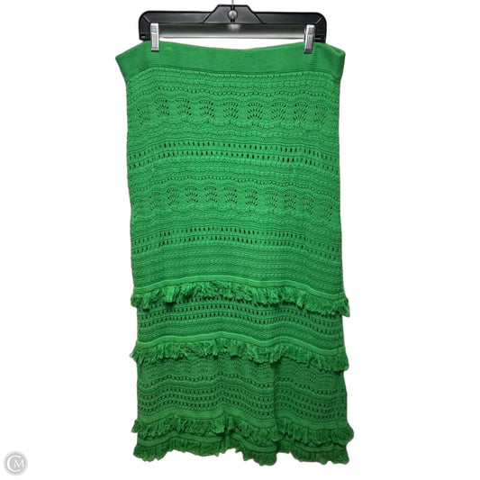 Fringe Knit Skirt Midi By Boden In Green, Size: Xl