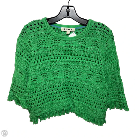 Open Knit Sweater Short Sleeve By Boden In Green, Size: L