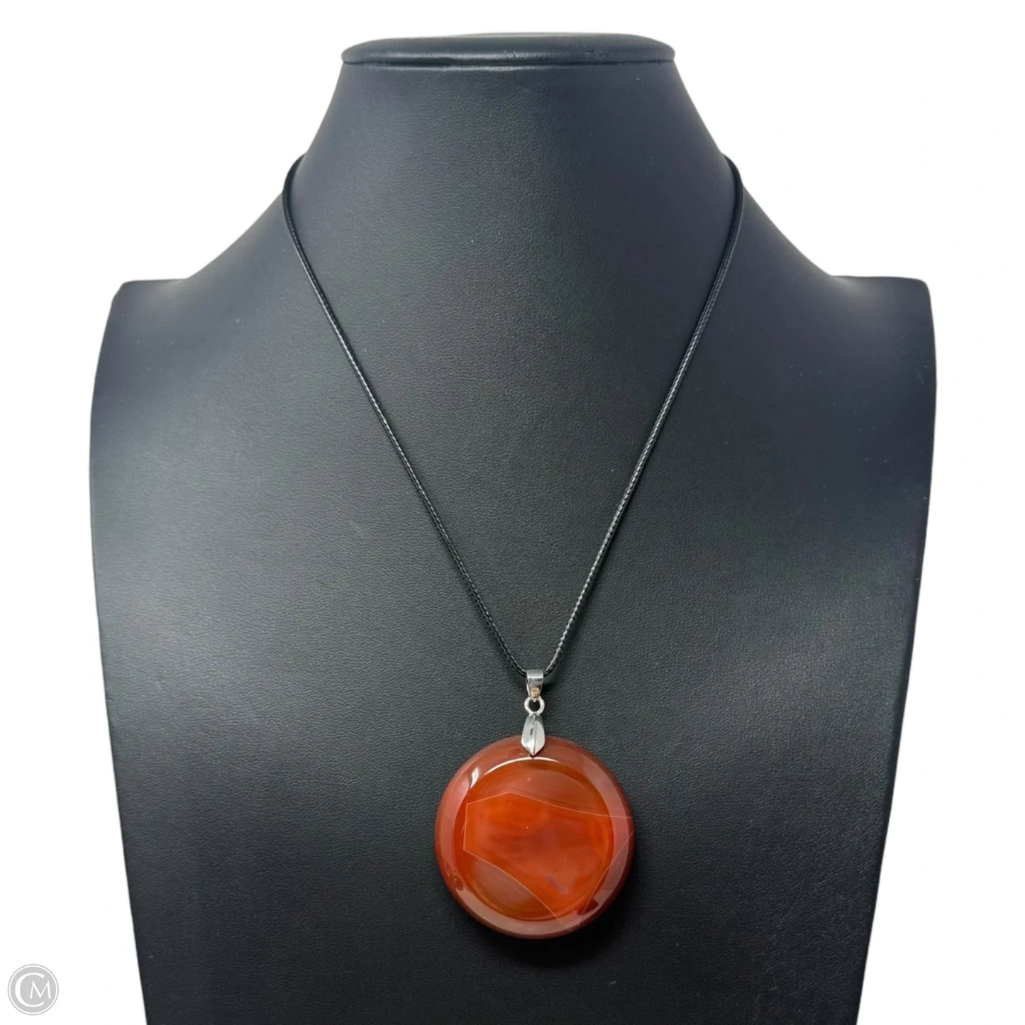 Red Stone Pendant on Braided Cord Necklace