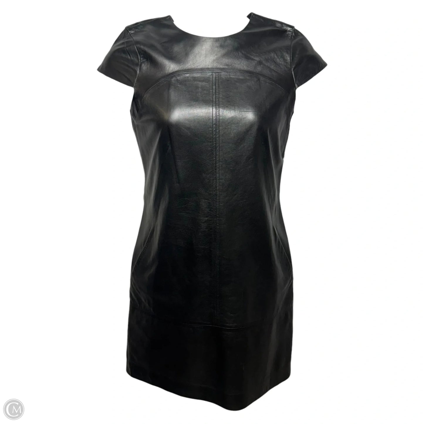 Leather Cap Sleeve Mini Dress By Vince In Black, Size: 8