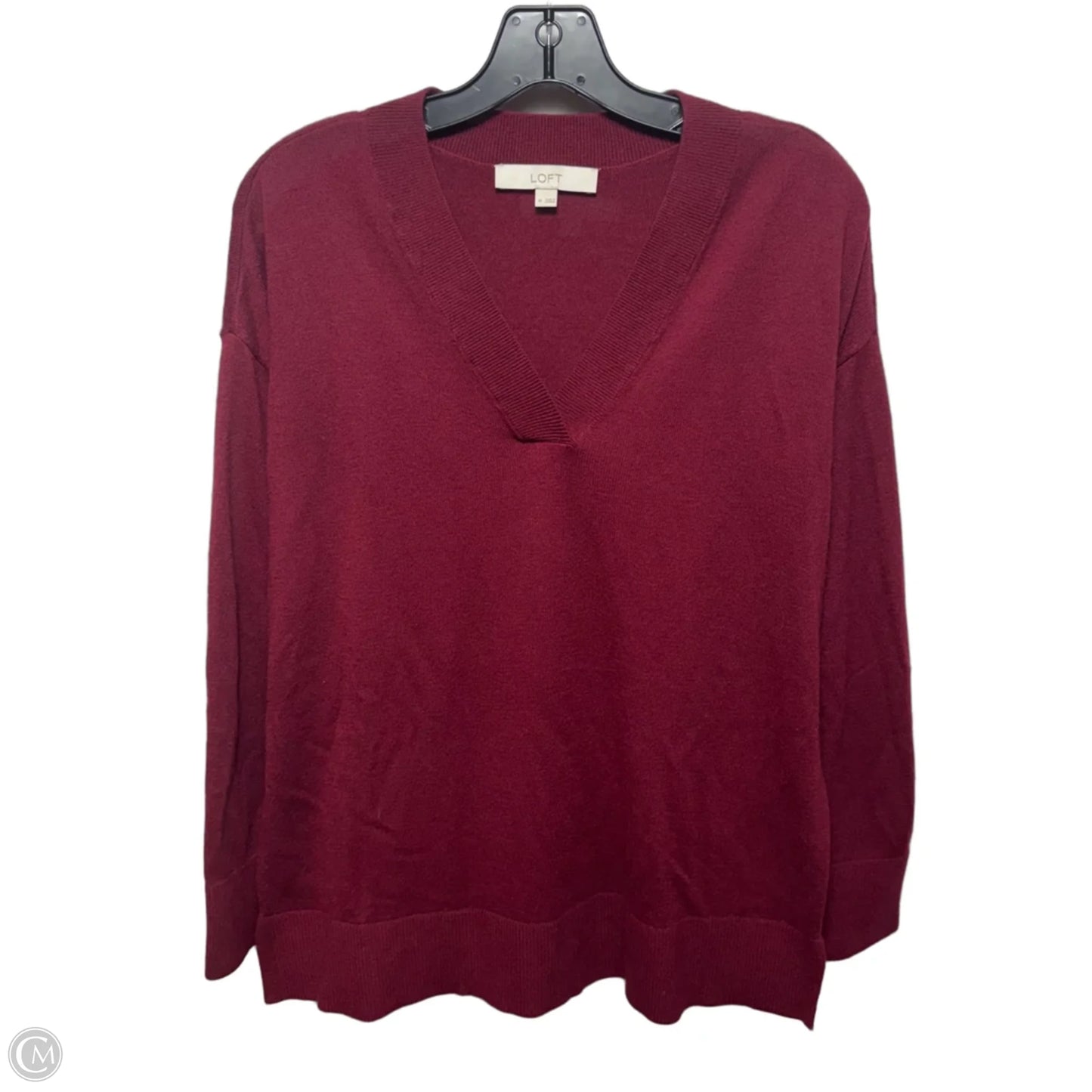 V-Neck Sweater By Loft In Red, Size: M
