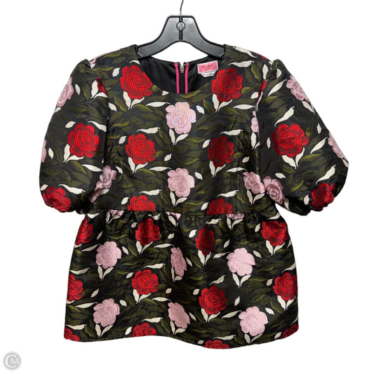 Jacquard Top Short Sleeve Designer By Kate Spade In Floral Print, Size: 10
