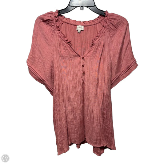 Top Short Sleeve By Wonderly In Pink, Size: Xl