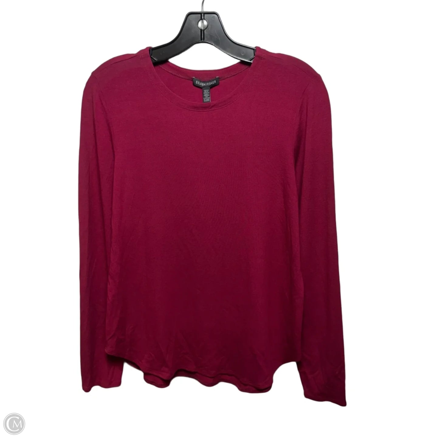 Viscose Jersey Crew Neck Top Long Sleeve Basic By Eileen Fisher In Maroon, Size: S