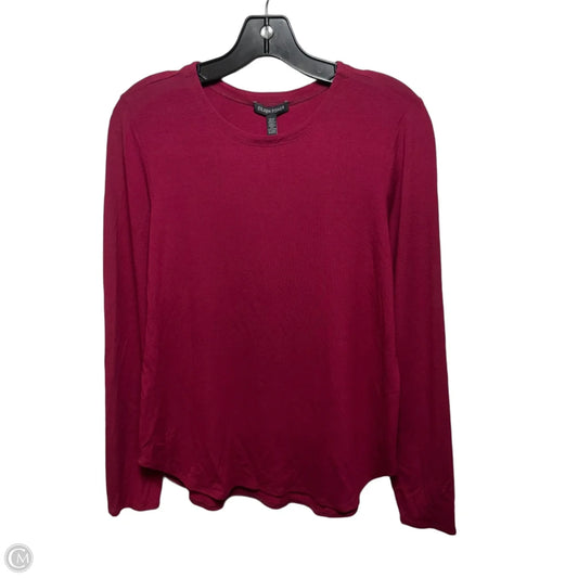 Viscose Jersey Crew Neck Top Long Sleeve Basic By Eileen Fisher In Maroon, Size: S