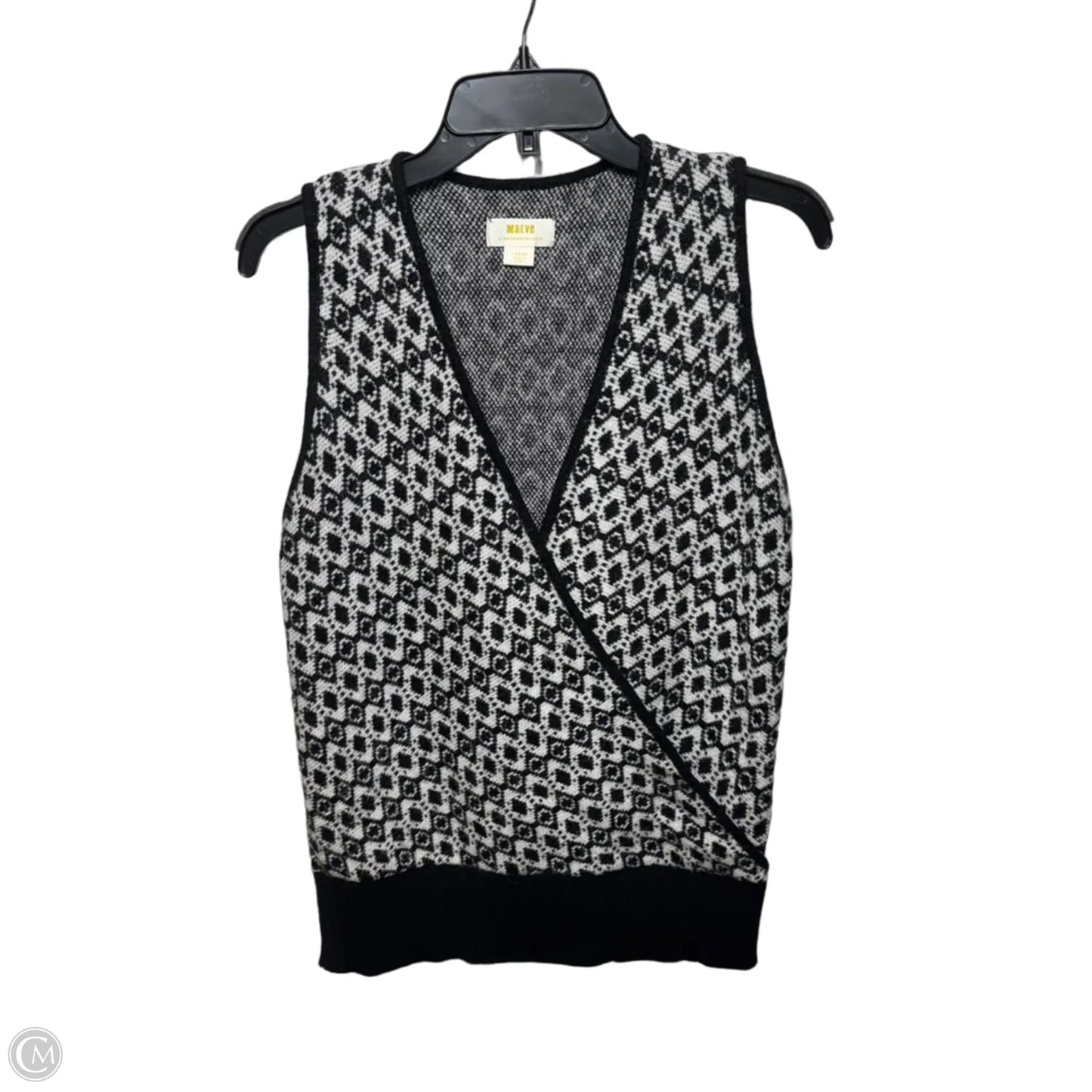 Vest Sweater By Maeve In Black & White, Size: L