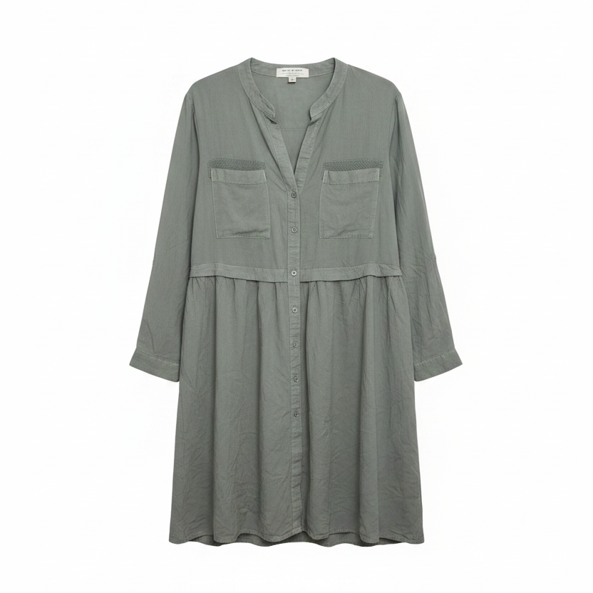 Lila Chambray Shirtdress Casual Short By Cloth & Stone In Green, Size: 1X