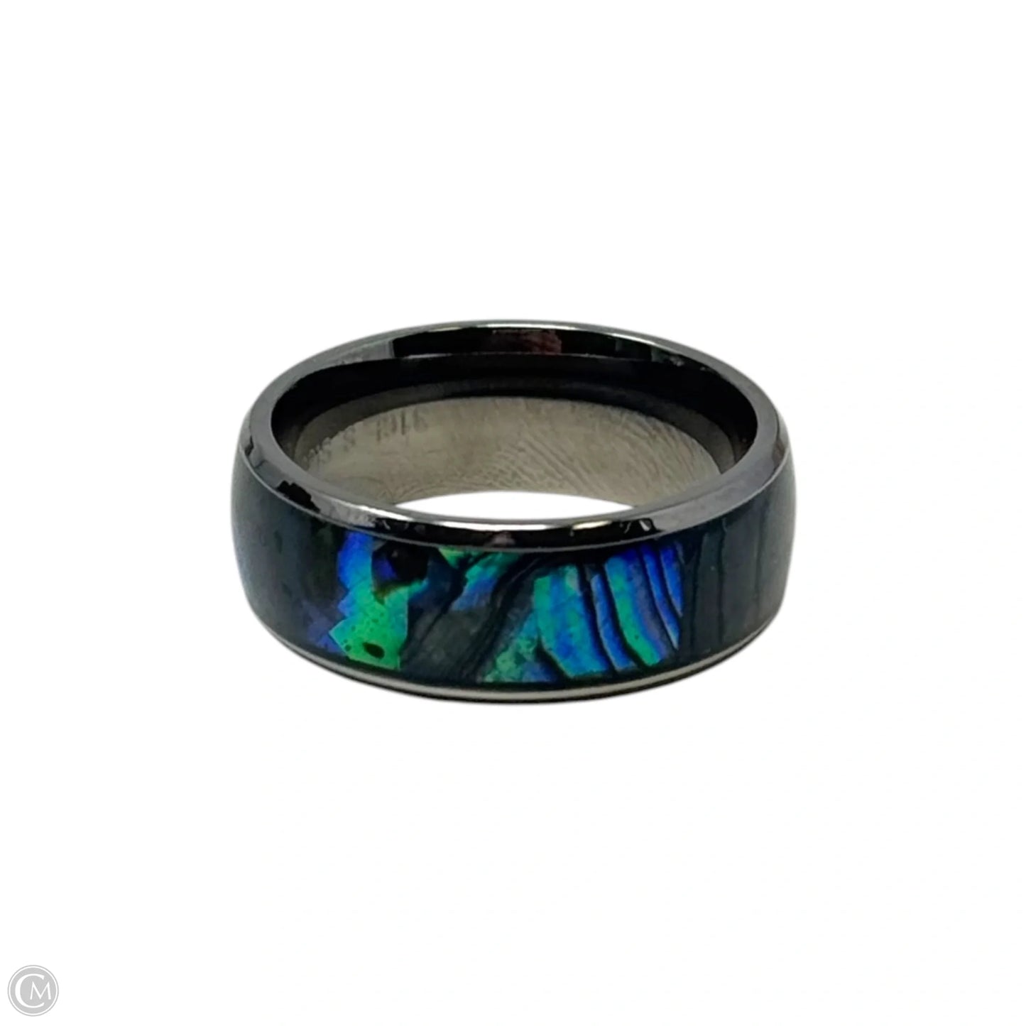 Faux Shell Stainless Steel Band Ring, Size: 9