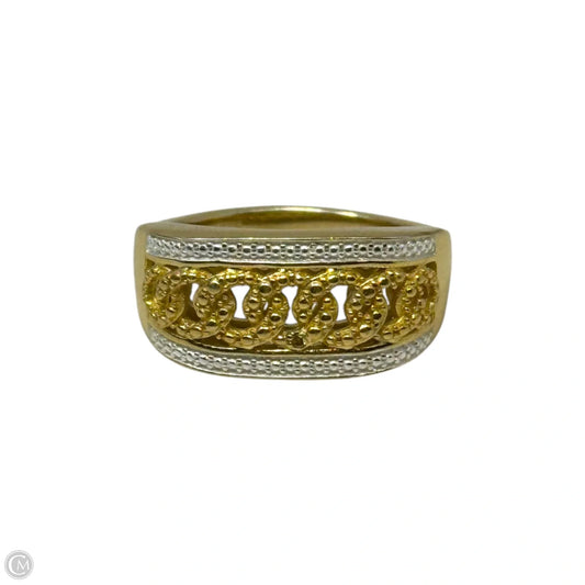 Curb Chain Silver & Gold Tone Ring, Size: 7