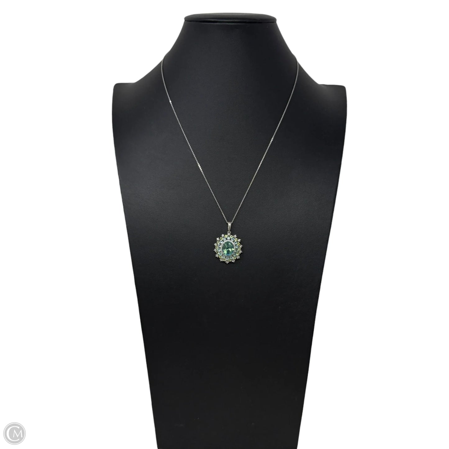 Sterling Silver & Multi-Gemstone Oval Cluster Pendant Necklace By D’Joy