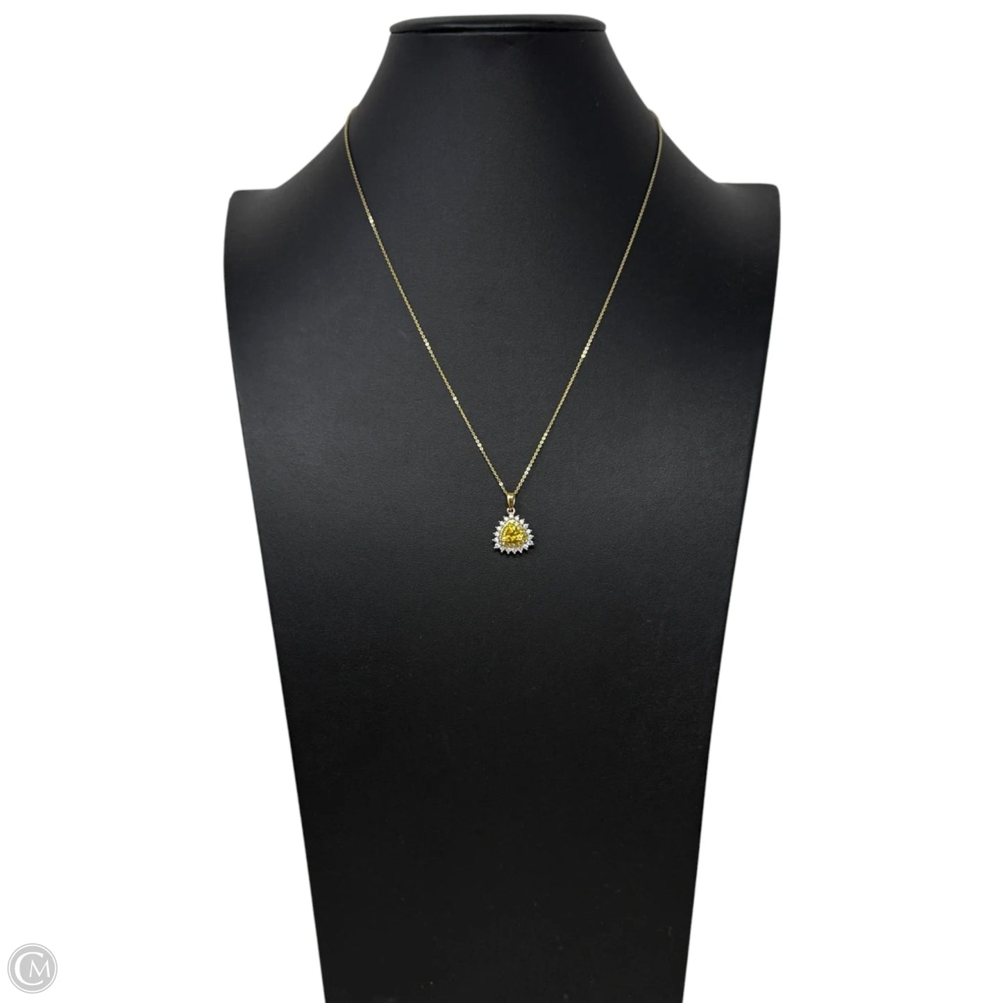 Sterling Silver & Trillion-Cut Yellow Gemstone Halo Pendant Necklace By D’Joy